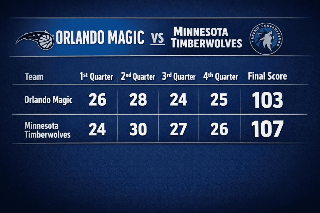 orlando magic vs minnesota timberwolves match player stats